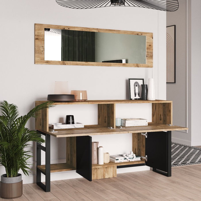 Hanah Home Ml26-A Consola Pino Atlántico Moderna Industrial 139x83.6x43.3 cm